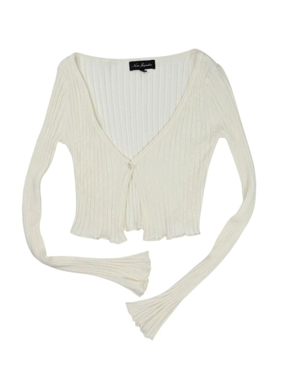 Nana Jacqueline Jane Ribbed Crop Cardigan in White